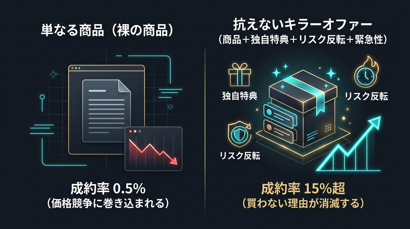 弱いオファーと強烈なキラーオファーの比較図解